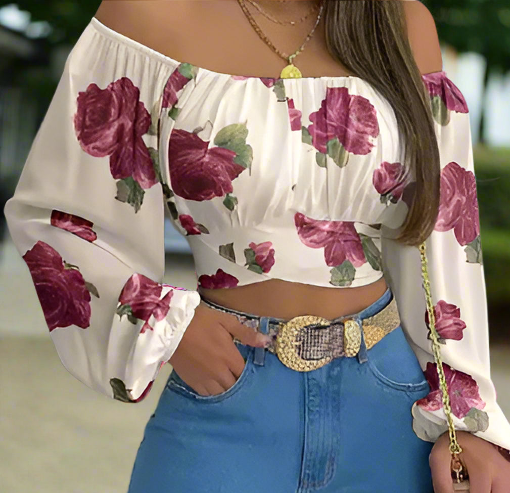 Women's Off Shoulder Printed Blouse: Effortless Elegance for Every Occasion