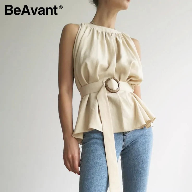 Elevate Your Style with High Waist Belt Tie Fashion Camisole Tops