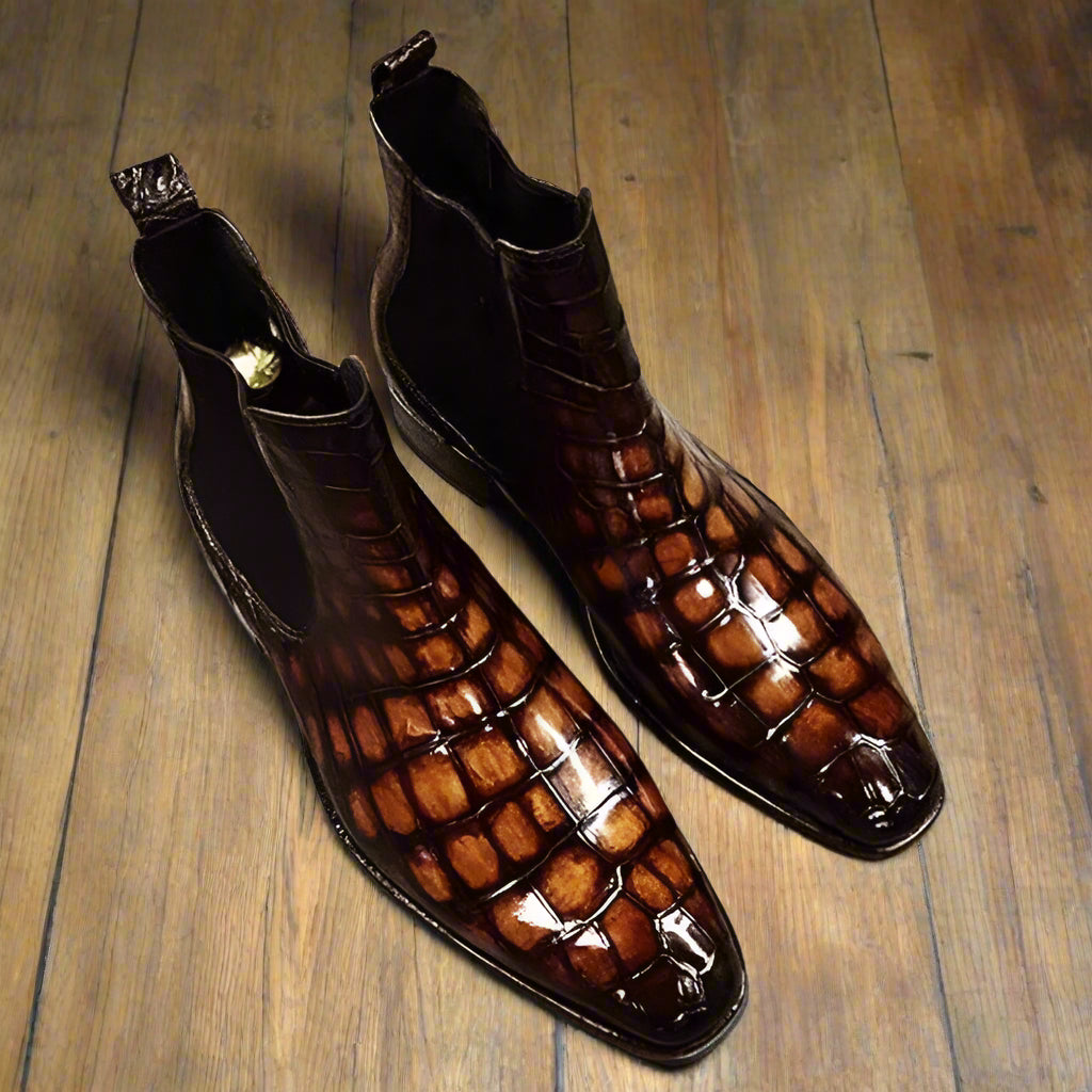 Stand Out with The Croci Unique Crocodile Pattern Leather Boots