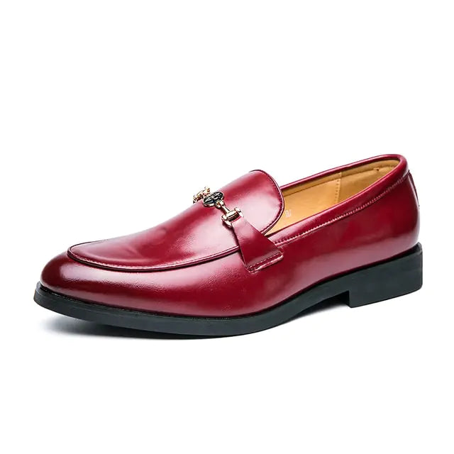 Step Up in Style with Men’s Classic Metal Chain Loafers