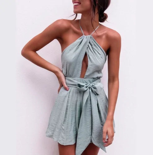 Backless Halter Neck Romper – Effortless Elegance & Chic Appeal