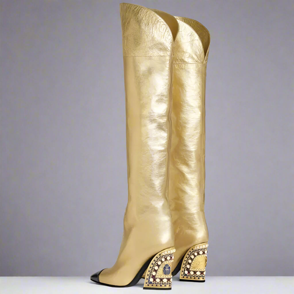 Step into Luxury with Bejeweled Wedge Boots