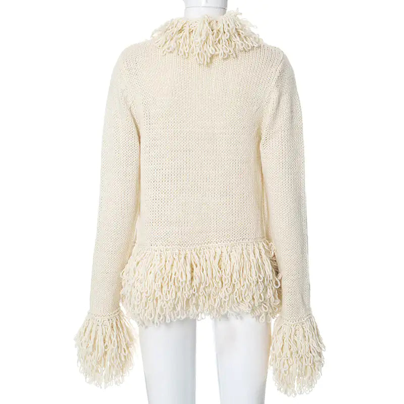 Channel Your Inner IT Girl with the Crochet Knit Fringe Cardigan