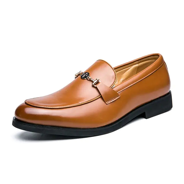 Step Up in Style with Men’s Classic Metal Chain Loafers