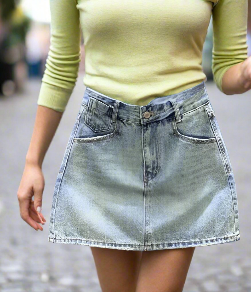 A-Line Denim Short Skirt: Timeless Elegance Meets Modern Comfort