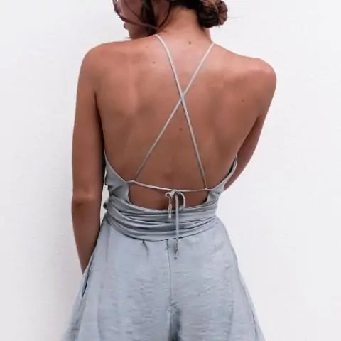 Backless Halter Neck Romper – Effortless Elegance & Chic Appeal