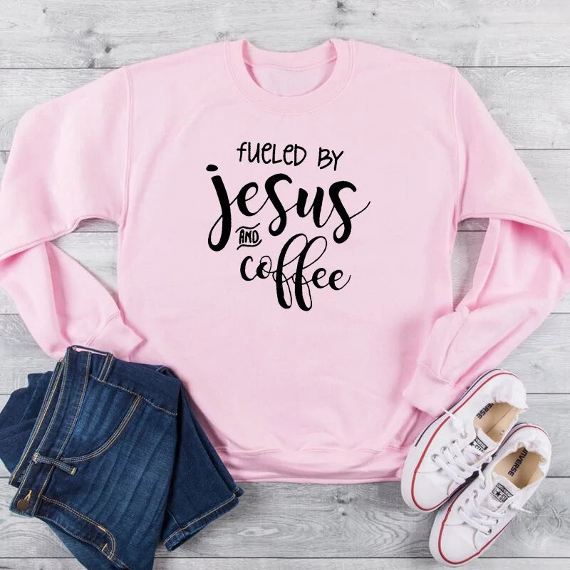 "Fueled By Jesus and Coffee" Sweatshirt: A Cozy Blend of Faith and Comfort