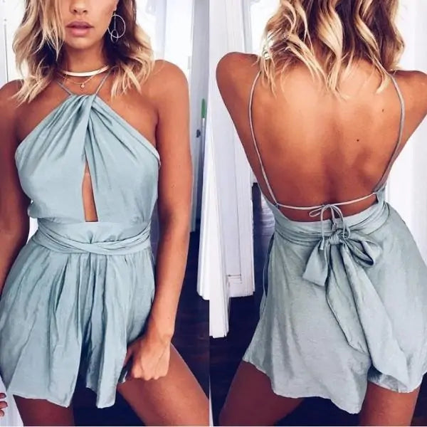 Backless Halter Neck Romper – Effortless Elegance & Chic Appeal