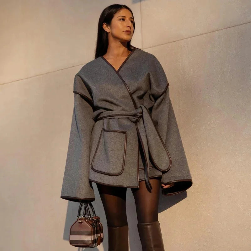 Overlapping Tie Belt Coat: Effortless Elegance Meets Everyday Comfort