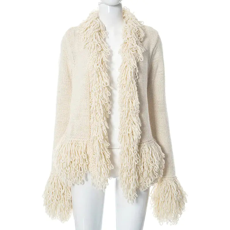 Channel Your Inner IT Girl with the Crochet Knit Fringe Cardigan