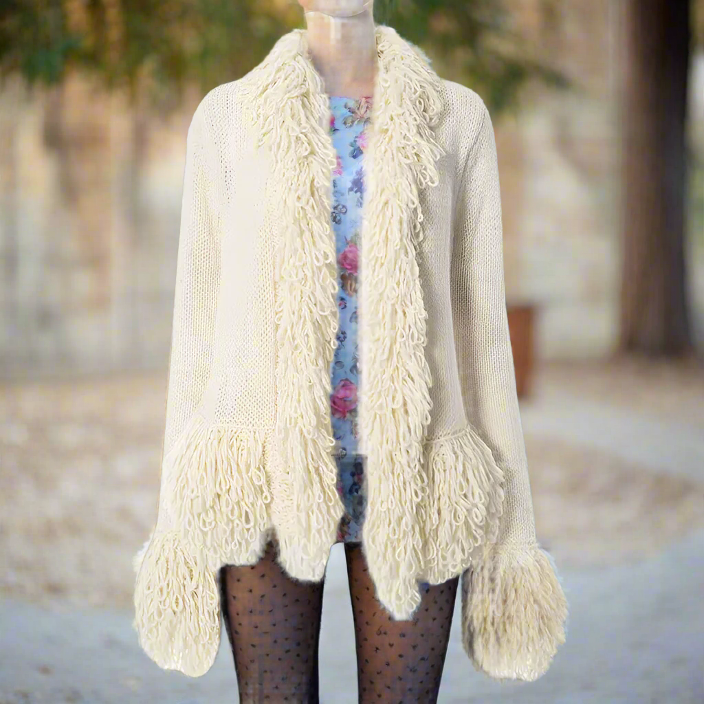 Channel Your Inner IT Girl with the Crochet Knit Fringe Cardigan