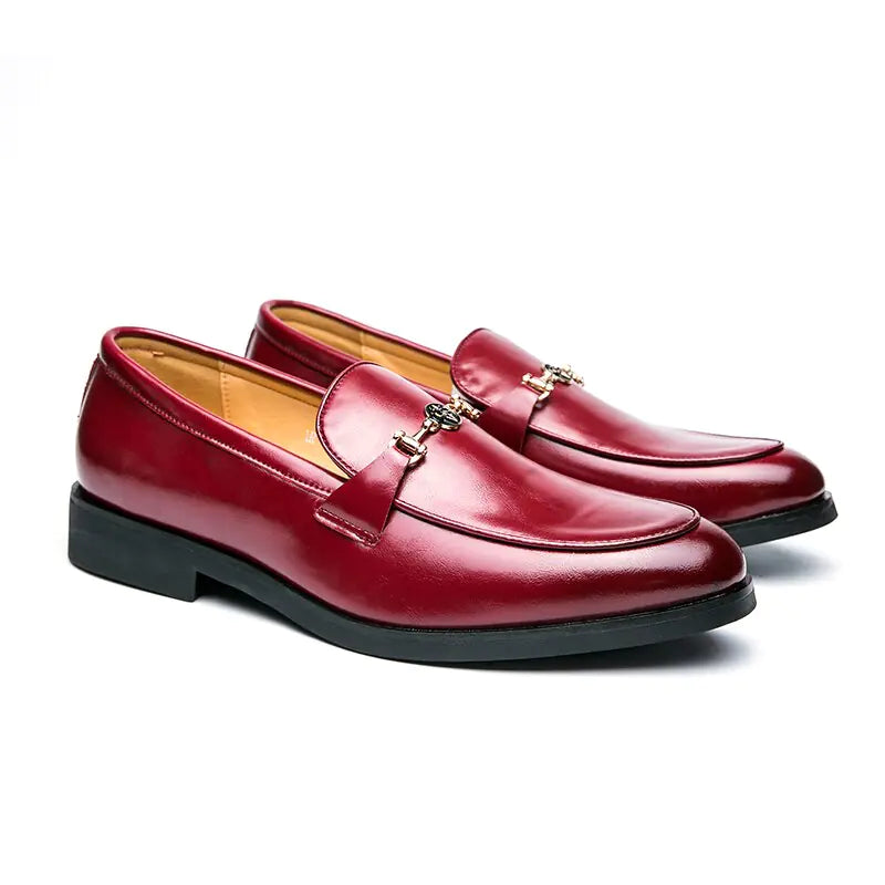 Step Up in Style with Men’s Classic Metal Chain Loafers