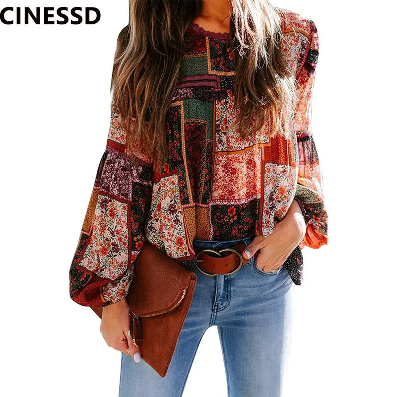 Bohemian Print Loose Sleeve Blouse: Set Your Style Free!