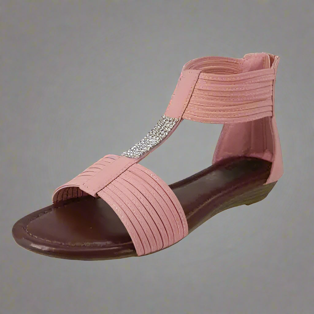 Pink Passion Rhinestone Gladiator Sandals: Sparkle with Every Step