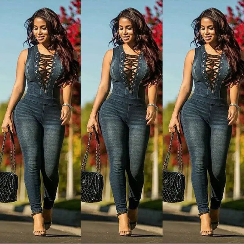 Denim Skinny Jeans Jumpsuit: Step Out in Effortless Style