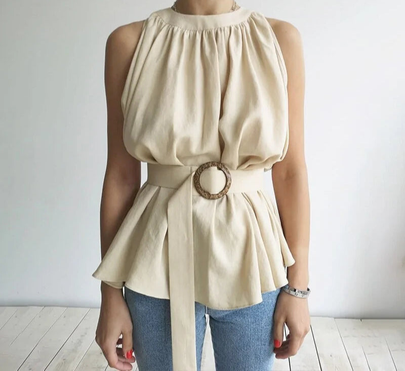 Elevate Your Style with High Waist Belt Tie Fashion Camisole Tops