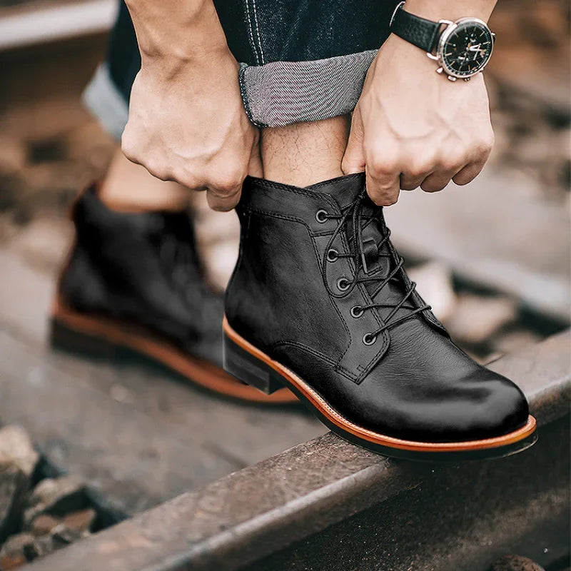 Handcrafted Retro Leather Men's Ankle Boots