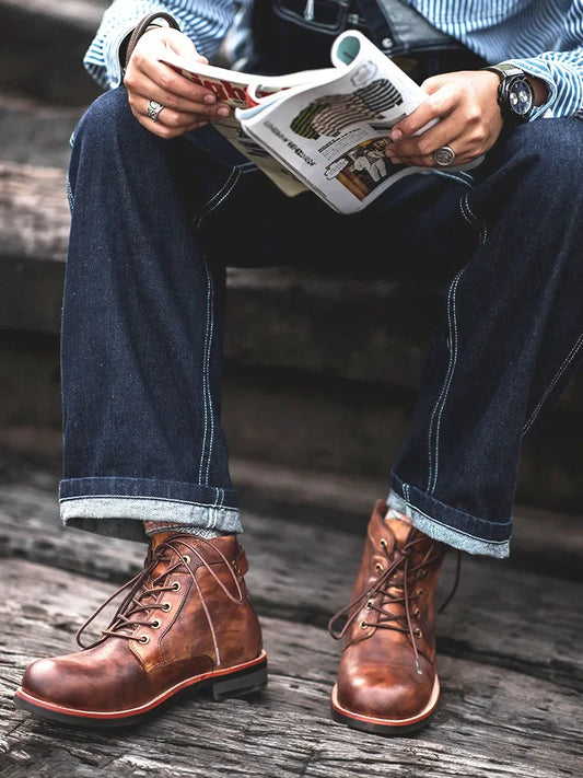 Handcrafted Retro Leather Men's Ankle Boots