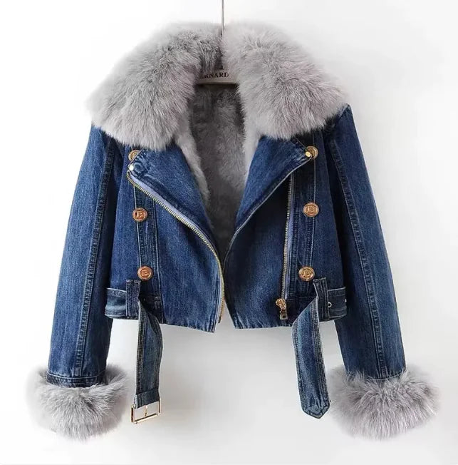 Denim Coat with Removable Faux Fur Liner – The Perfect Blend of Style & Warmth