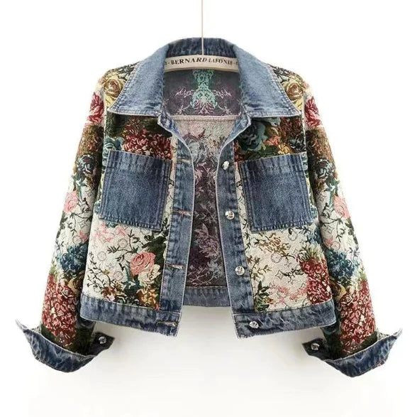 Patchwork Long Sleeve Denim Coat – Stand Out in Style