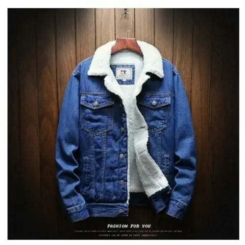 Stay Warm in Style with the Men’s Light Blue Winter Jean Jacket