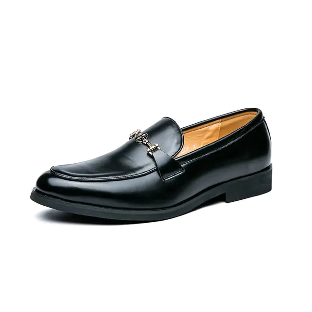 Step Up in Style with Men’s Classic Metal Chain Loafers