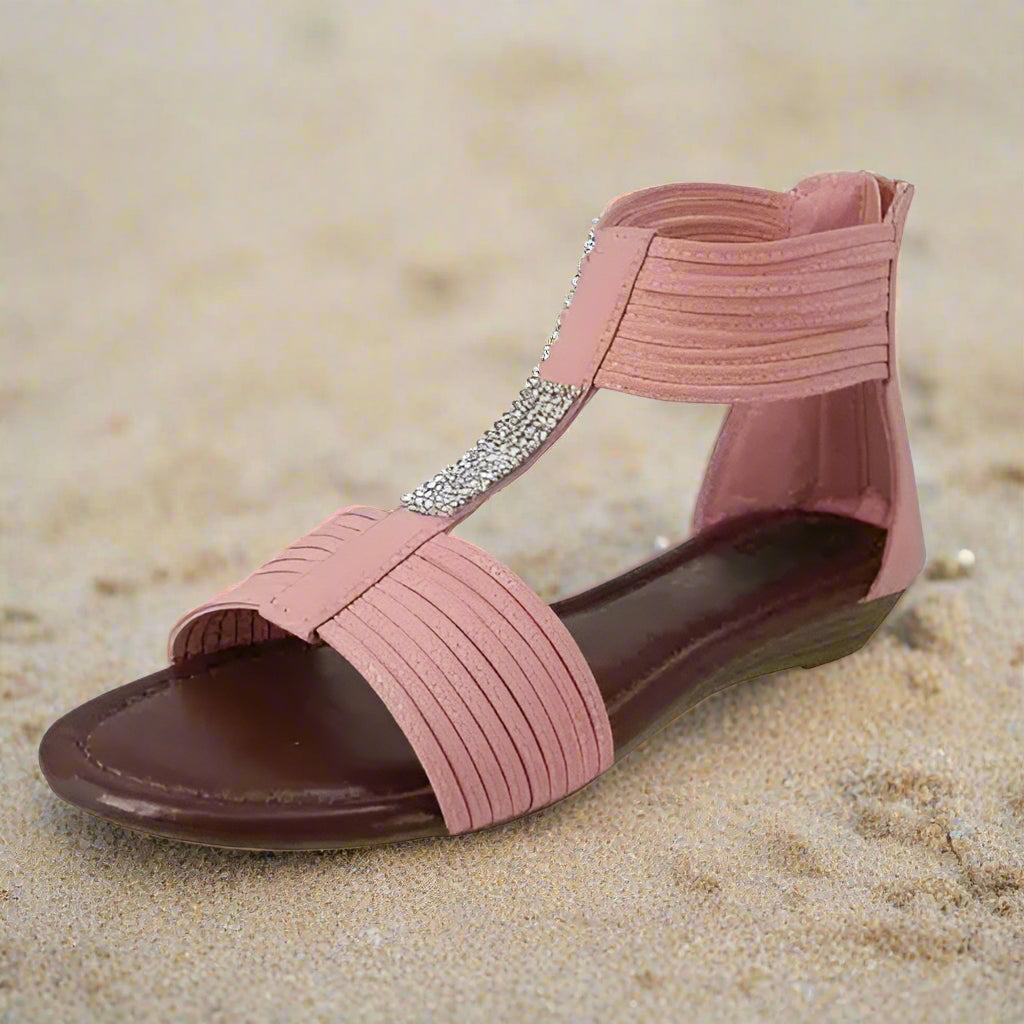 Pink Passion Rhinestone Gladiator Sandals: Sparkle with Every Step