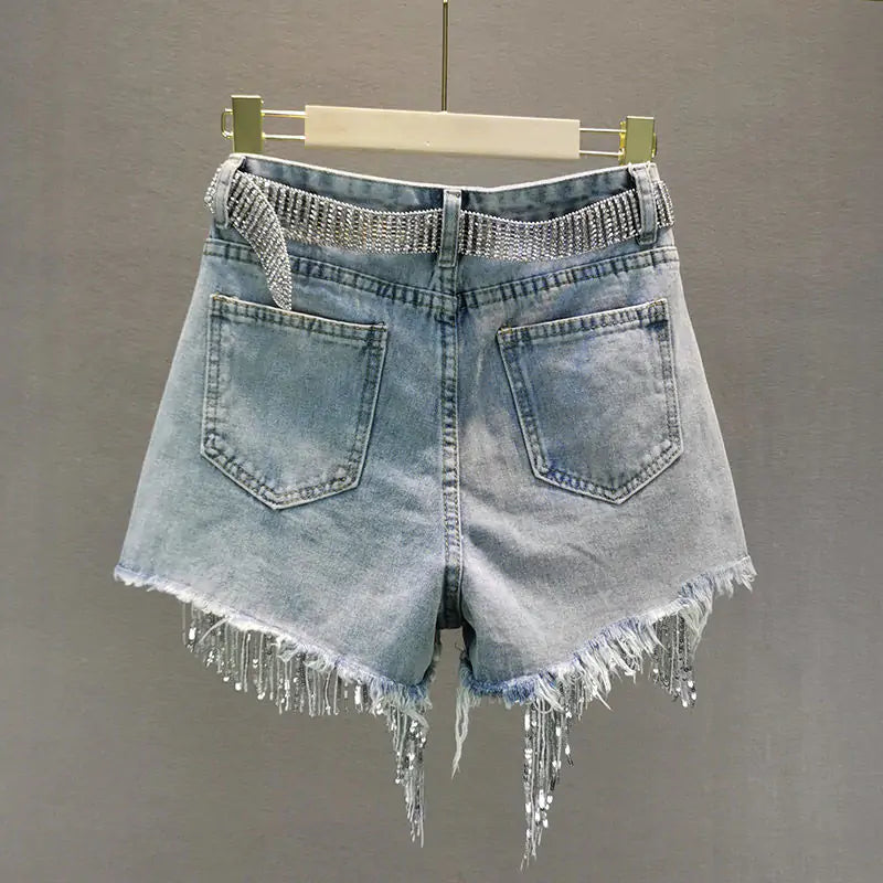 Tassel Beading Denim Shorts: Elevate Your Casual Look with Effortless Style