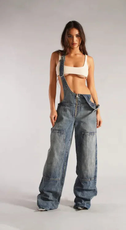 Denim Overalls with Pockets – Effortless Streetwear Style with a Relaxed Fit