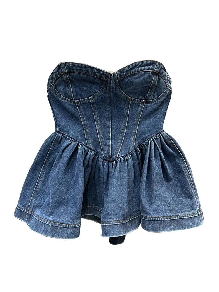 Strapless Denim Top: Stay Stylish and Comfortable