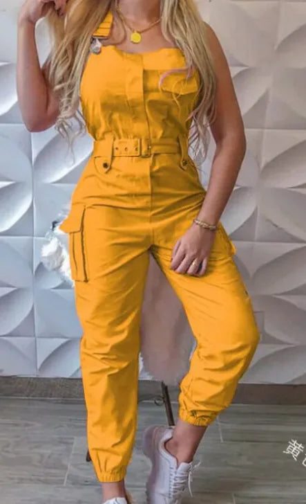 Women's Fashion Sleeveless Jumpsuit with Belt