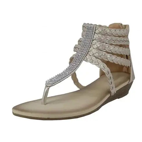 Ivory Braided Rhinestone Gladiator Sandals – Timeless Elegance Meets Bold Glamour