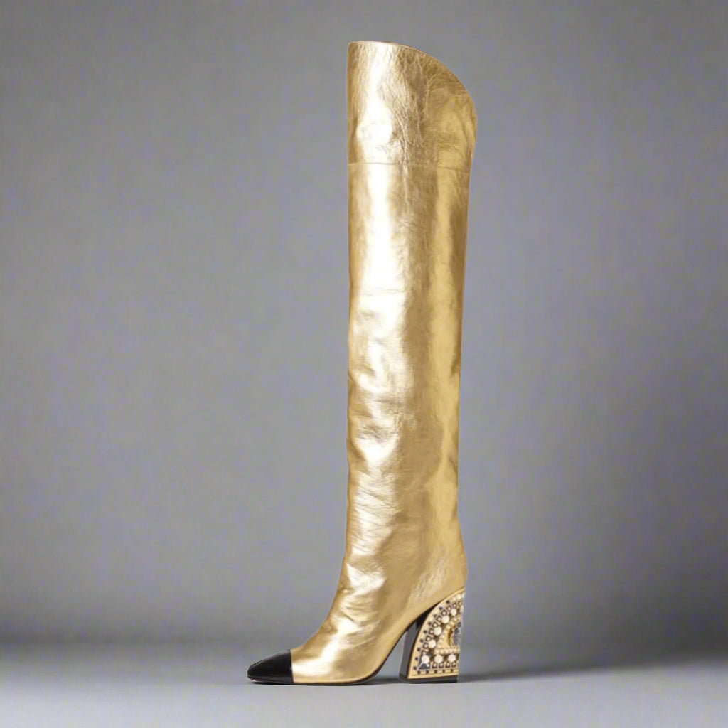 Step into Luxury with Bejeweled Wedge Boots