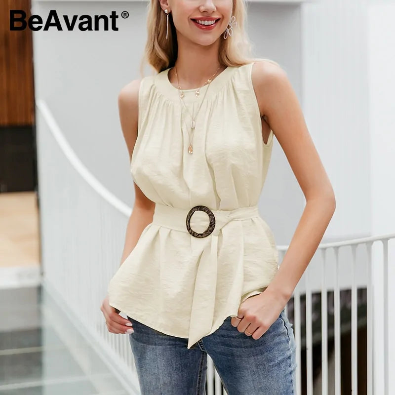 Elevate Your Style with High Waist Belt Tie Fashion Camisole Tops