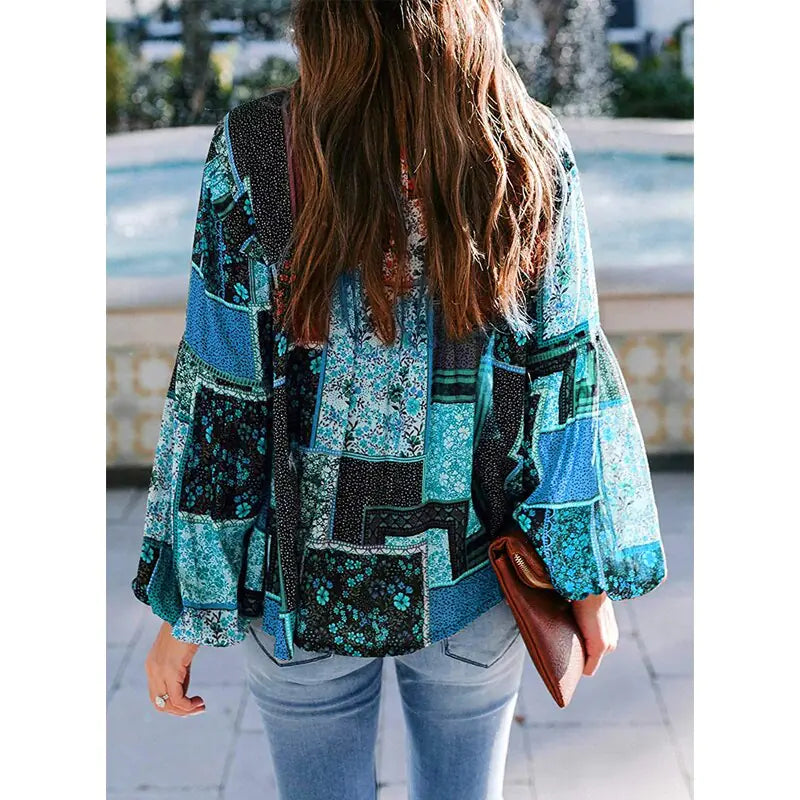 Bohemian Print Loose Sleeve Blouse: Set Your Style Free!