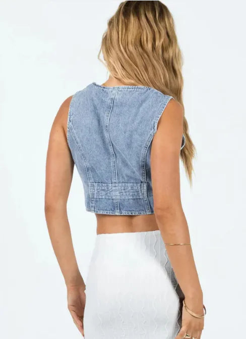 Denim Vibe Girl Vest – Street-Chic Layering Essential