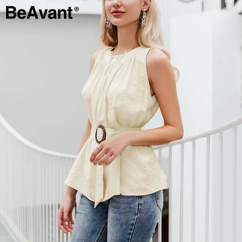 Elevate Your Style with High Waist Belt Tie Fashion Camisole Tops