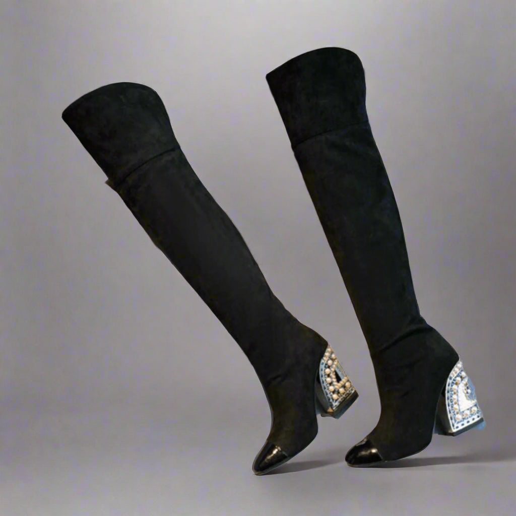 Step into Luxury with Bejeweled Wedge Boots