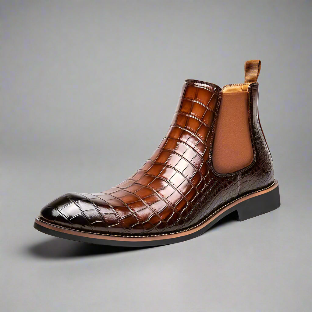 Stand Out with The Croci Unique Crocodile Pattern Leather Boots