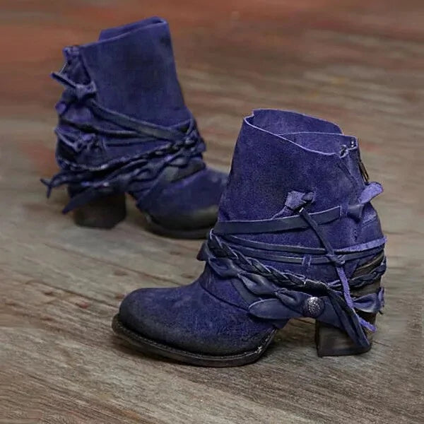 Vintage Booties Round Toe Back Zipper