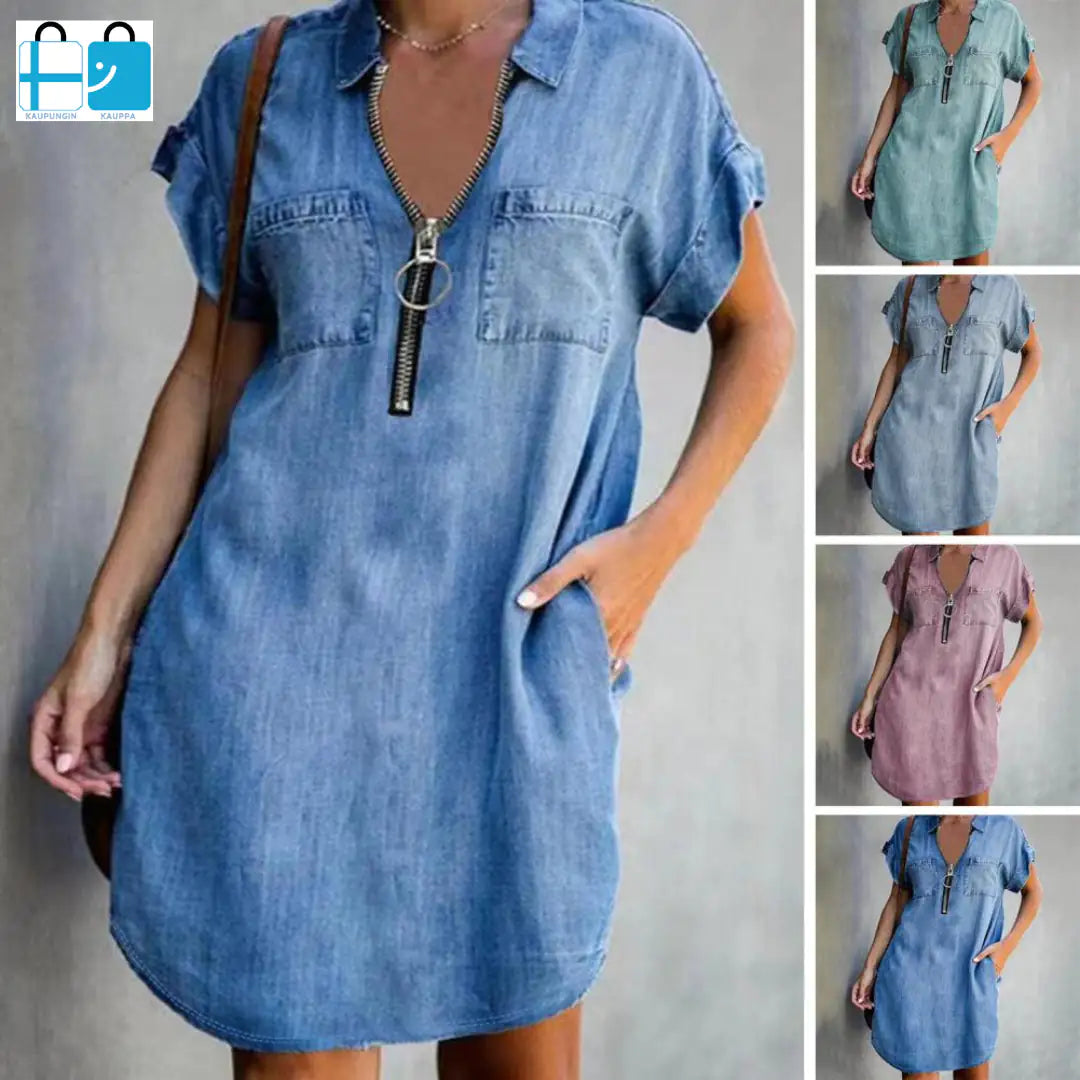 Zip-Up Denim Dress – Effortless Style, Ultimate Comfort