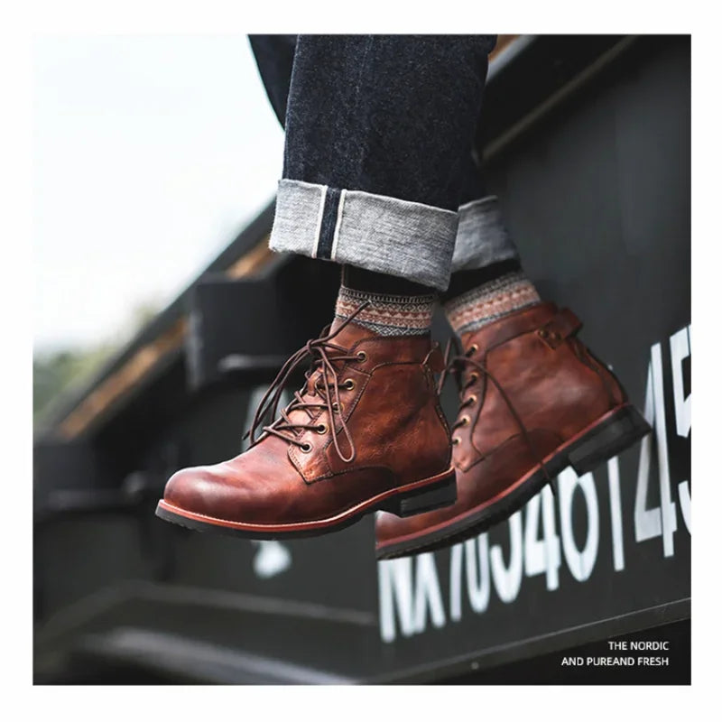 Handcrafted Retro Leather Men's Ankle Boots